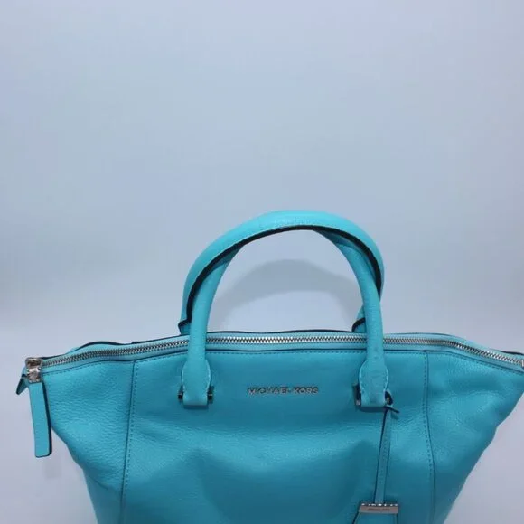 Michael Kors Bowling Shoulder Bag Purse Logo Small Pebble Leather Satchel - Picture 10 of 14